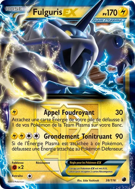 Fulguris-EX, carte Pokémon PLF 38 — extension Glaciation Plasma