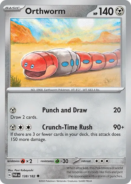 Orthworm, Pokémon card PAR 138 — Paradox Rift set