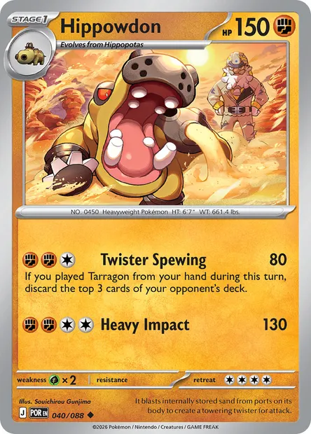 Hippowdon, Pokémon card POR 040 — Perfect Order set