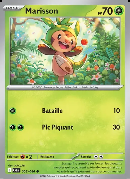 Marisson, carte Pokémon CRI 005 — extension Chaos Ascendant