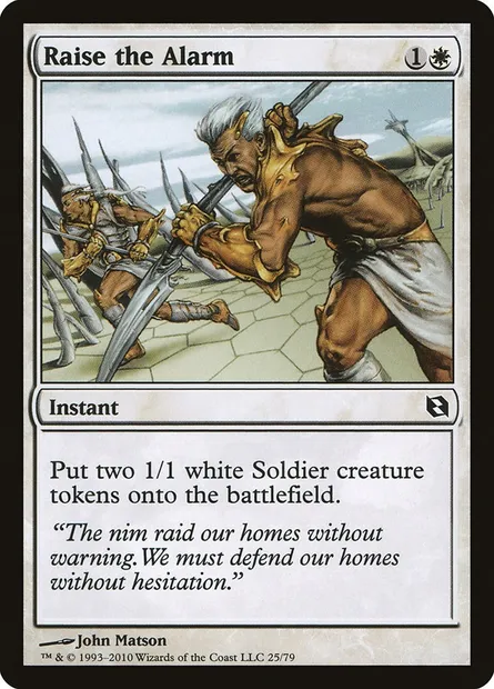 Raise the Alarm, Magic card DDF 25 — Duel Decks: Elspeth vs. Tezzeret set
