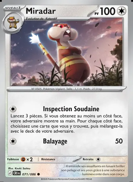 Miradar, carte Pokémon CRI 071 — extension Chaos Ascendant