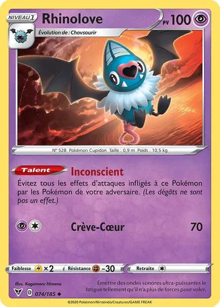 Rhinolove, carte Pokémon VIV 74 — extension Voltage Éclatant