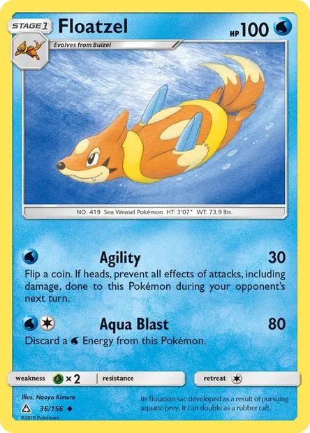 Floatzel, Pokémon card UPR 36 — Ultra Prism set