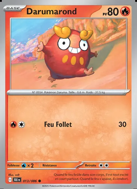 Darumarond, carte Pokémon BLK 013 — extension Foudre Noire