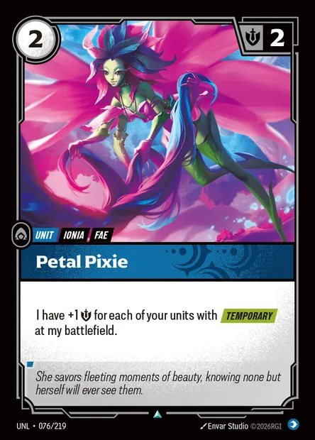 Petal Pixie, carte Riftbound UNL 076 — extension Unleashed