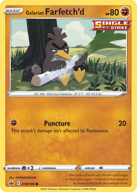 Galarian Farfetch'd, Pokémon card CRE 78 — Chilling Reign set