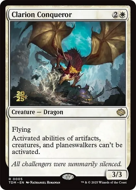Conquérant clairon, carte Magic PTDM 5s — extension Tarkir: Dragonstorm Promos