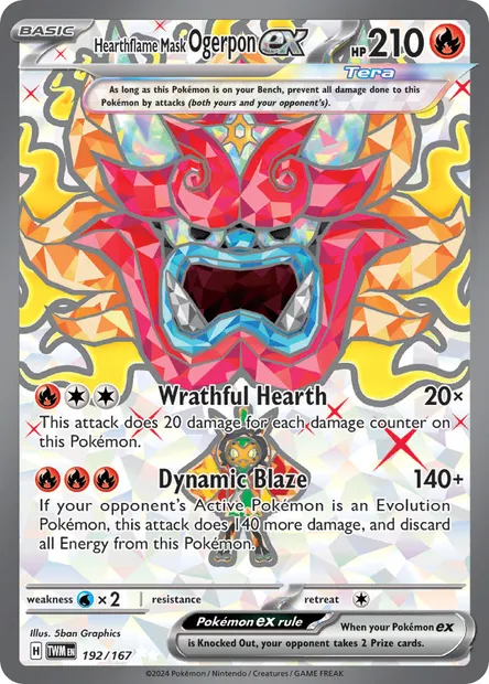 Hearthflame Mask Ogerpon ex, Pokémon card TWM 192 — Twilight Masquerade set