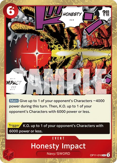 Honesty Impact, One Piece card OP11-018 — A FIST OF DIVINE SPEED set