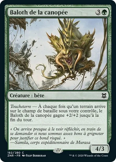 Baloth de la canopée, carte Magic ZNR 182 — extension Renaissance de Zendikar