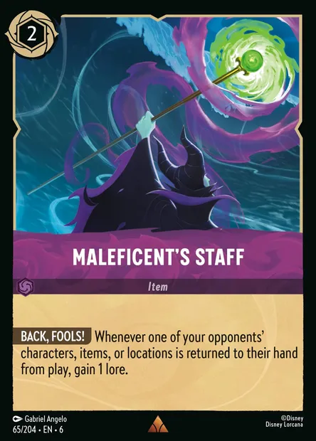Maleficent's Staff, Disney Lorcana card CH6-065 — Azurite Sea set