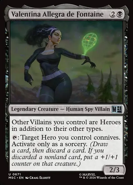 Valentina Allegra de Fontaine, Magic card MSC 671 — Marvel Super Heroes Commander set