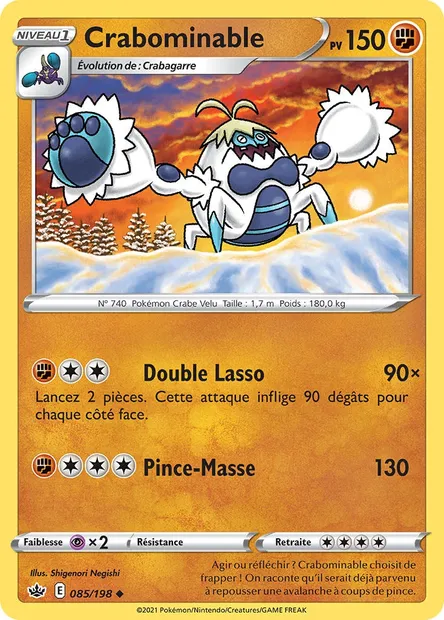Crabominable, carte Pokémon CRE 85 — extension Règne de Glace