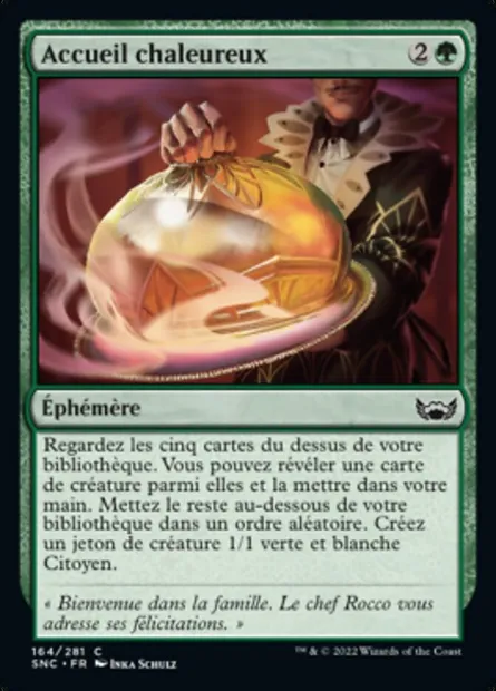 Accueil chaleureux, carte Magic SNC 164 — extension Les rues de la Nouvelle-Capenna