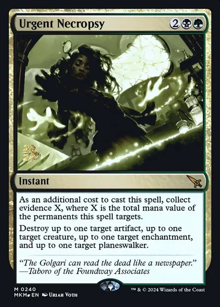 Urgent Necropsy, Magic card PMKM 240s — Murders at Karlov Manor Promos set