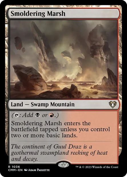 Smoldering Marsh, Magic card CMM 1036 — Commander Masters set