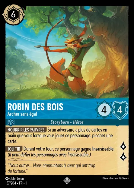 Robin des Bois - Archer sans égal, carte Disney Lorcana CH1-157 — extension Premier Chapitre