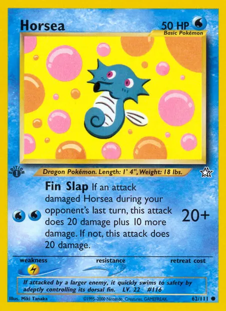 Horsea, Pokémon card NG 62 — Neo Genesis set