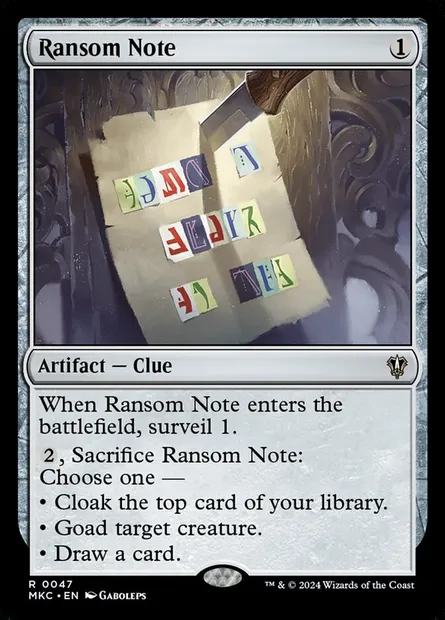 Ransom Note, Magic card MKC 47 — Murders at Karlov Manor Commander set
