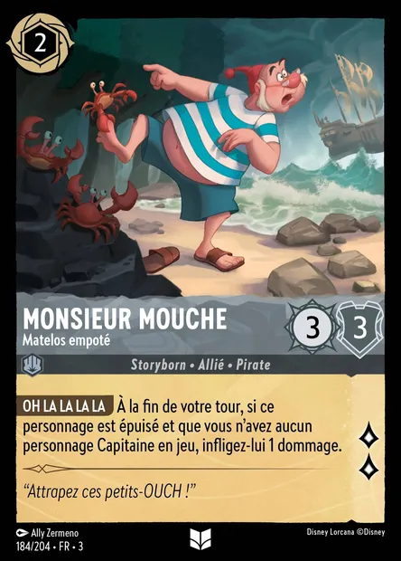 Monsieur Mouche - Matelos empoté, carte Disney Lorcana CH3-184 — extension Les Terres d'Encres