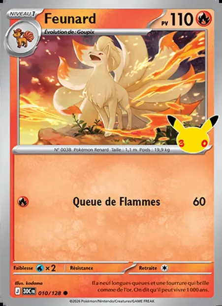 Feunard, carte Pokémon 30C 010 — extension 30ᵉ Anniversaire