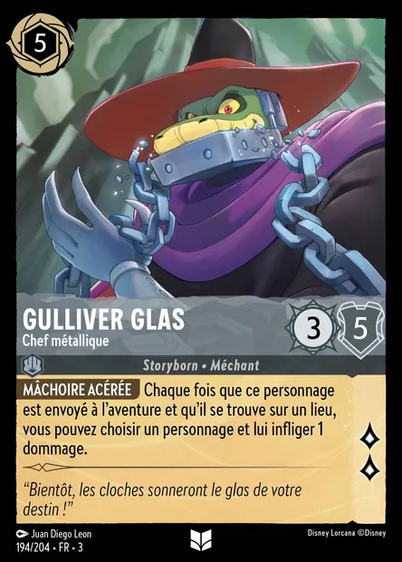 Gulliver Glas - Chef métallique, carte Disney Lorcana CH3-194 — extension Les Terres d'Encres