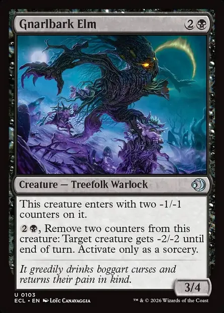 Gnarlbark Elm, Magic card ECL 103 — Lorwyn Eclipsed set