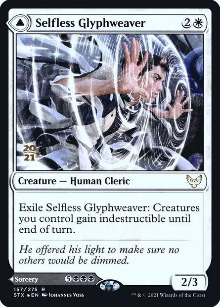Tisseglyphe dévoué // Vanité mortelle, carte Magic PSTX 157s — extension Strixhaven: School of Mages Promos