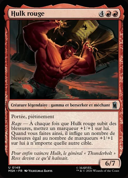 Hulk rouge, carte Magic MSH 149 — extension Marvel Super Heroes