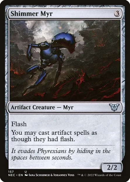 Shimmer Myr, Magic card NEC 157 — Neon Dynasty Commander set