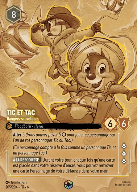 Tic et Tac - Rangers-sauveteurs, carte Disney Lorcana CH6-205 — extension La Mer Azurite