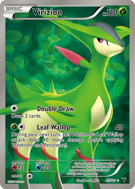 Virizion, Pokémon card NVI 97 — Noble Victories set