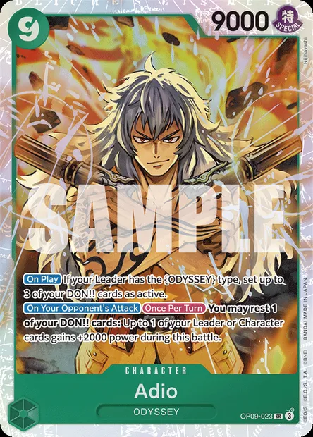 Adio, One Piece card OP09-023 — EMPERORS IN THE NEW WORLD set