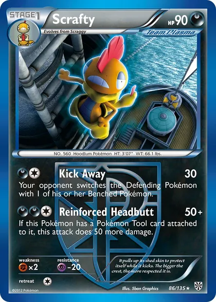 Scrafty, Pokémon card PLS 86 — Plasma Storm set