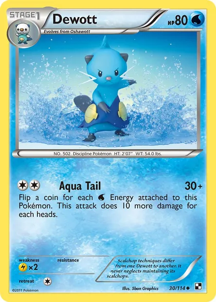 Dewott, Pokémon card BLW 30 — Black & White set