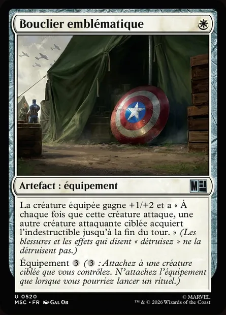 Bouclier emblématique, carte Magic MSC 520 — extension Marvel Super Heroes Commander