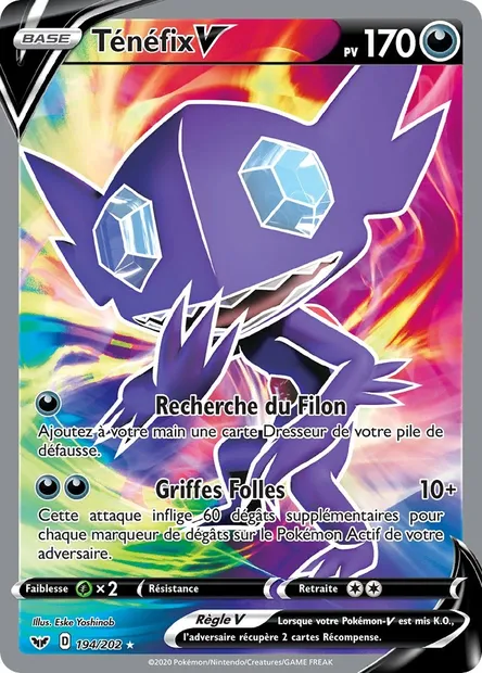 Ténéfix V, carte Pokémon SSH 194 — extension Épée et Bouclier