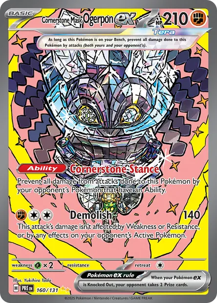 Cornerstone Mask Ogerpon ex, Pokémon card PRE 160 — Prismatic Evolutions set