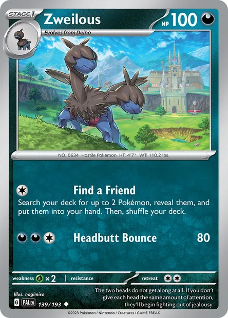 Zweilous, Pokémon card PAL 139 — Paldea Evolved set