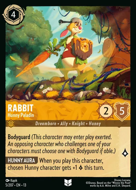 Rabbit - Hunny Paladin, Disney Lorcana card CH13-005 — Attack of the Vine! set