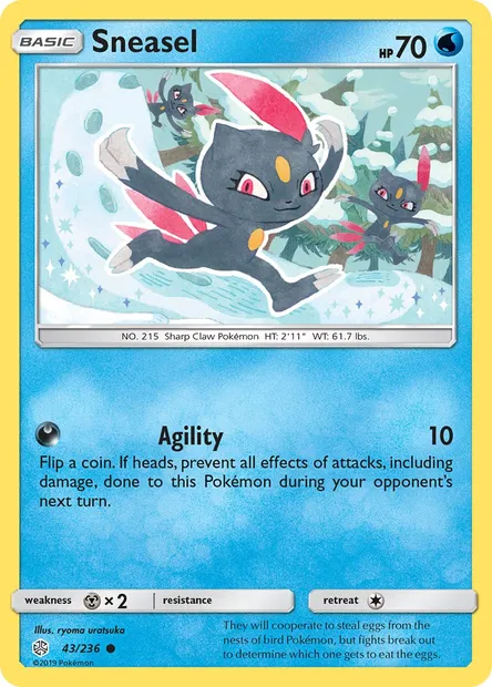 Sneasel, Pokémon card CEC 43 — Cosmic Eclipse set
