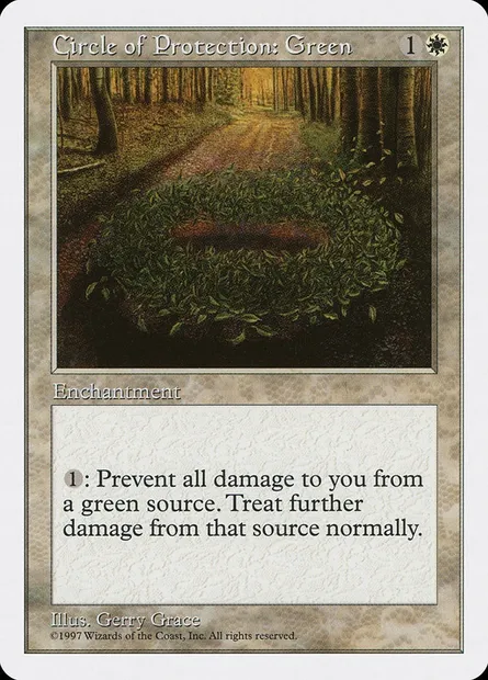 Cercle de protection : vert, carte Magic 5ED 19 — extension Cinquième Edition