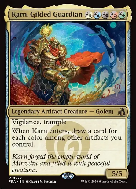 Karn, gardien d'or, carte Magic PFRA 272p — extension Reality Fracture Promos