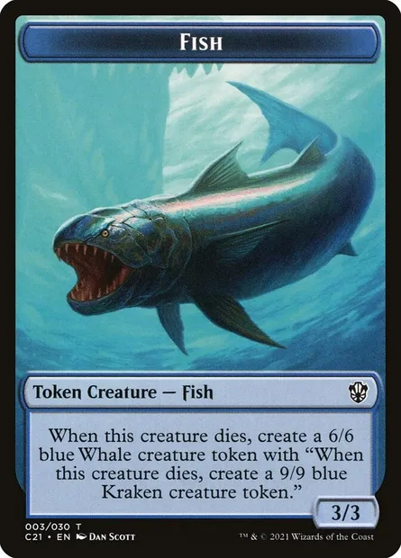 Fish, carte Magic TC21 3 — extension Commander 2021 Tokens