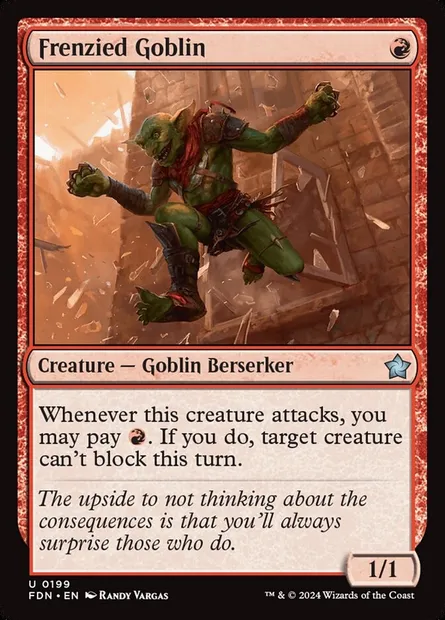 Frenzied Goblin, Magic card FDN 199 — Foundations set