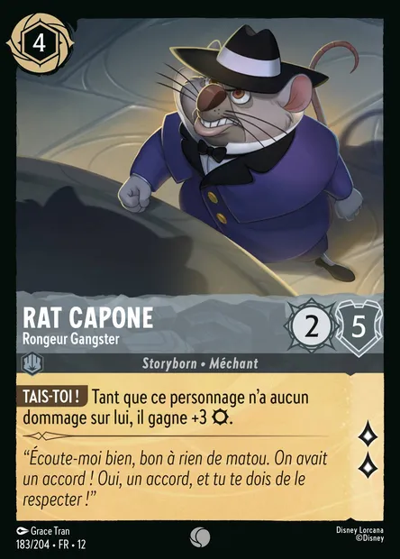Rat Capone - Rongeur Gangster, carte Disney Lorcana CH12-183 — extension Contrées Inconnues
