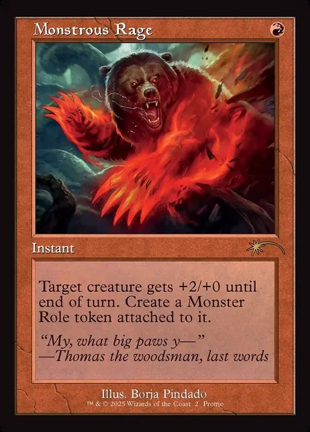 Monstrous Rage, Magic card PW25 9 — Wizards Play Network 2025 set
