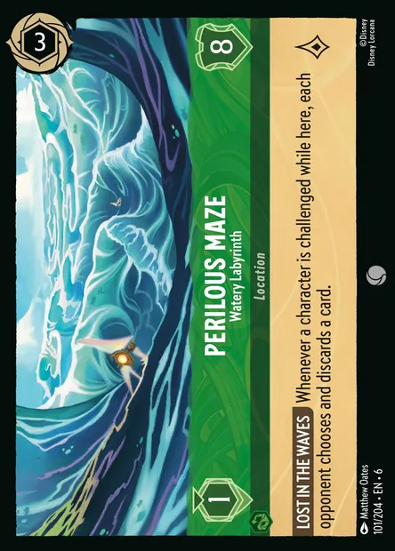Perilous Maze - Watery Labyrinth, Disney Lorcana card CH6-101 — Azurite Sea set