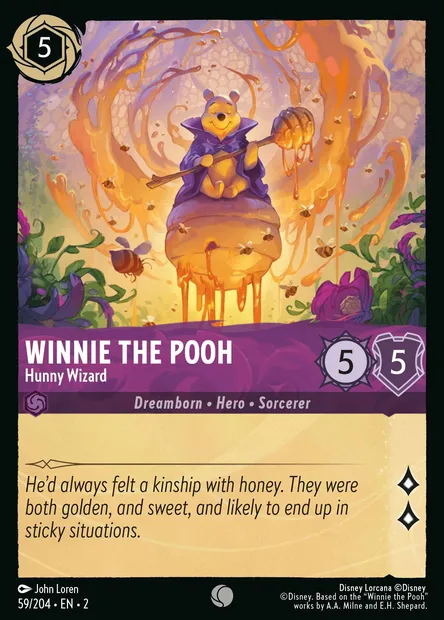 Winnie the Pooh - Hunny Wizard, Disney Lorcana card CH2-059 — Rise of the Floodborn set